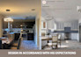 do interior design of living room, kitchen, and bathroom with 3d rendering
